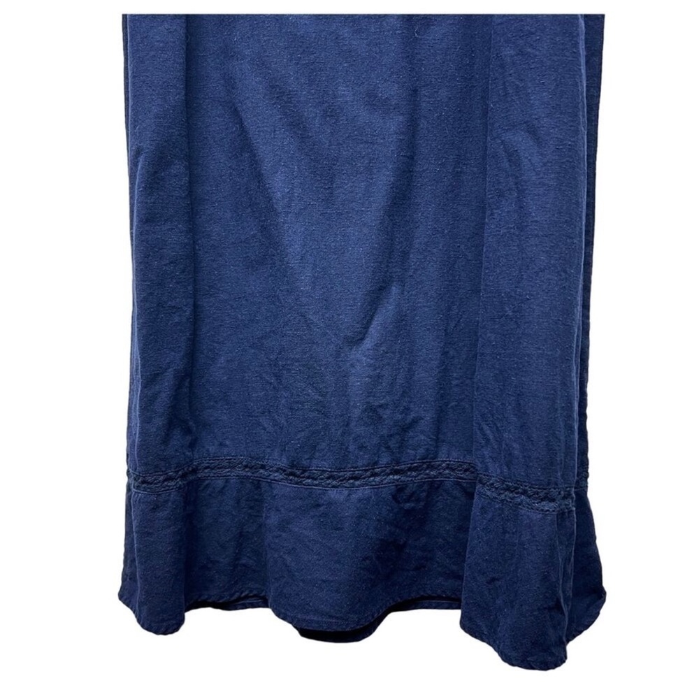 April Cornell Linen Blend Sleeveless Navy Blue Womens Maxi Denim Dress Sz Small - Picture 9 of 9